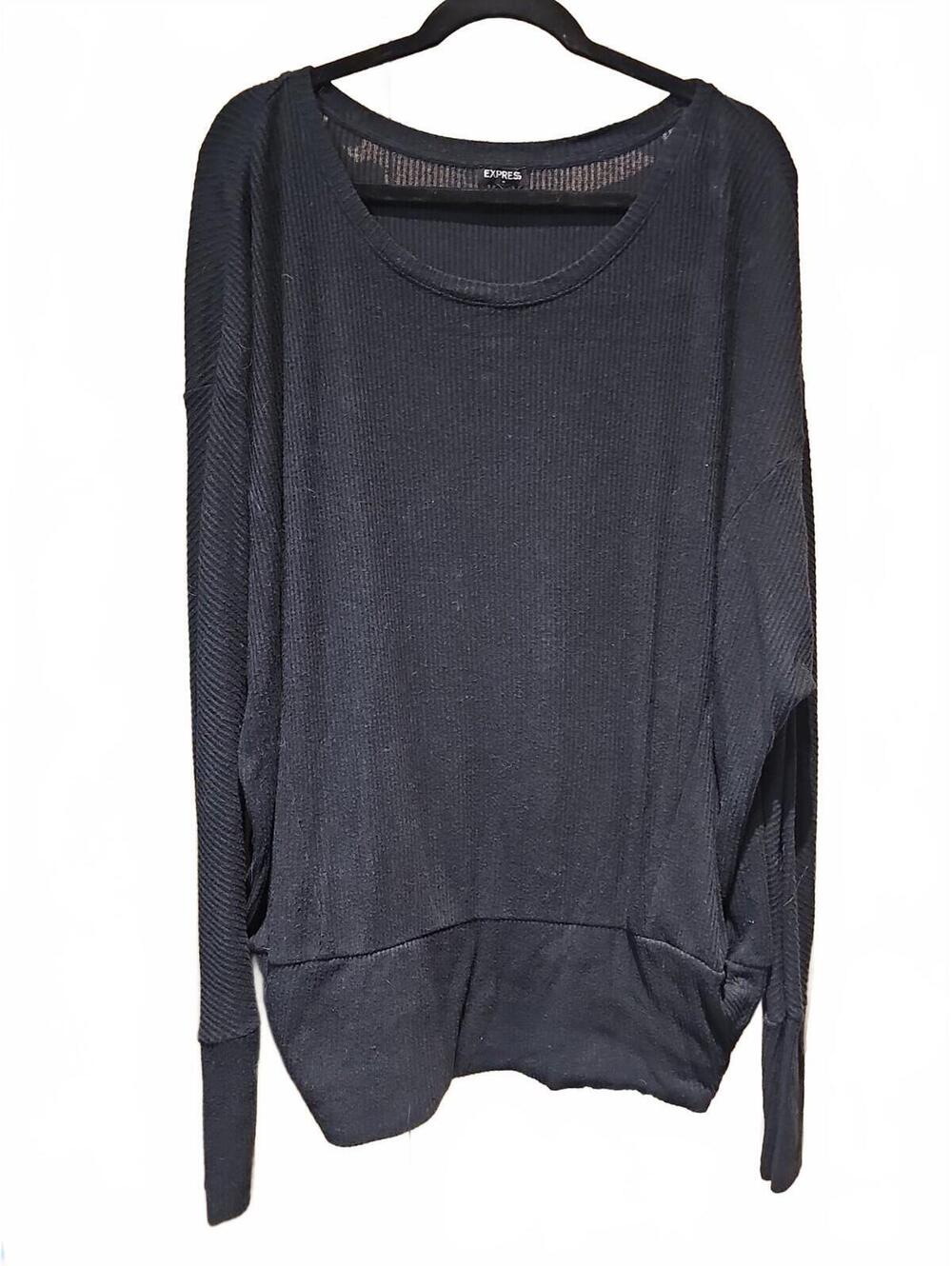 Express XLarge Black Ribbed  Pullover Dolman Sleeve Tunic/dress